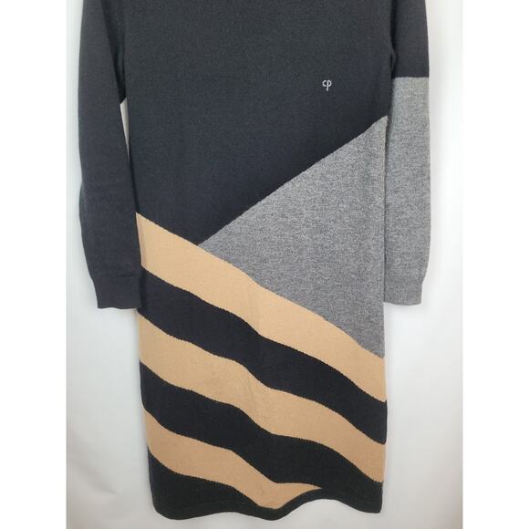 Chinti & Parker Womens Cashmere Wool Sweater Dress Black Beige Gray Size Small - Picture 7 of 9